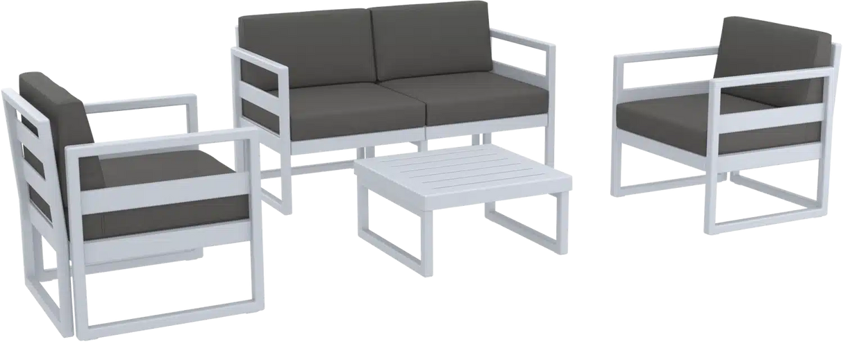 FL Mykonos Aluminium Hospitality Outdoor 4 Seater Lounge Set with Cushion