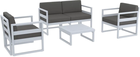 FL Mykonos Aluminium Hospitality Outdoor 4 Seater Lounge Set with Cushion