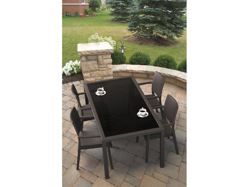 FL 7 Piece Tahiti Hospitality Outdoor Dining Table with Panama Chair