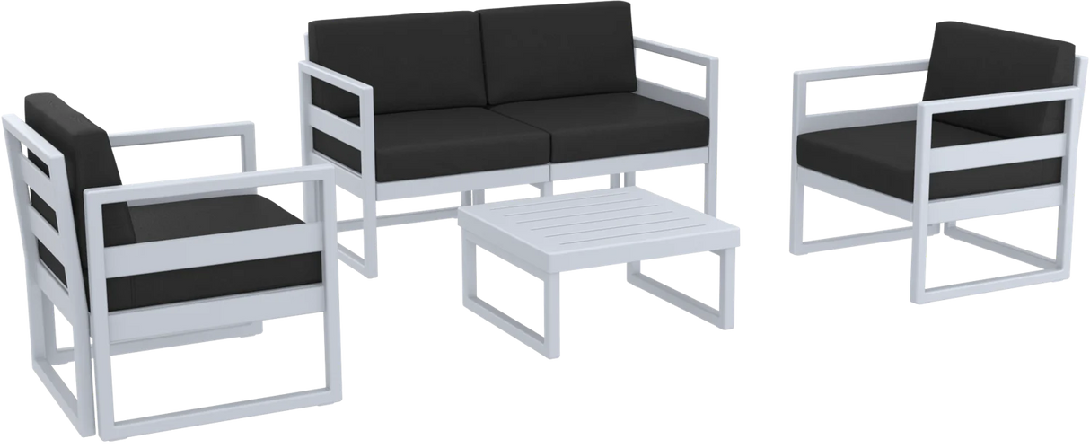 FL Mykonos Aluminium Hospitality Outdoor 4 Seater Lounge Set with Cushion