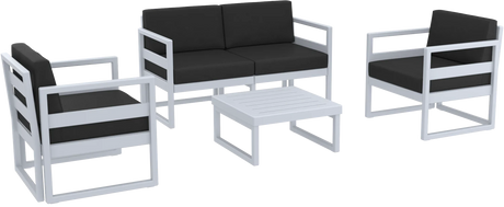 FL Mykonos Aluminium Hospitality Outdoor 4 Seater Lounge Set with Cushion