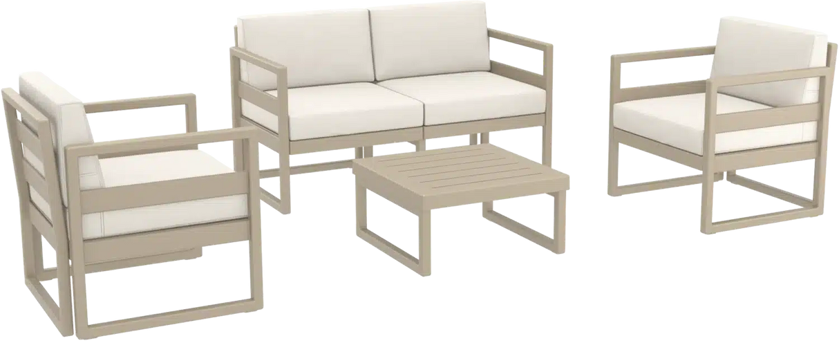 FL Mykonos Aluminium Hospitality Outdoor 4 Seater Lounge Set with Cushion