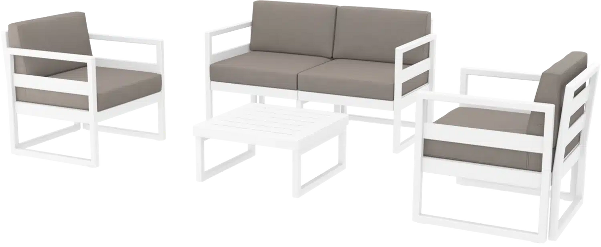 FL Mykonos Aluminium Hospitality Outdoor 4 Seater Lounge Set with Cushion