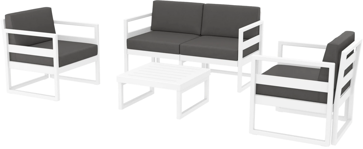 FL Mykonos Aluminium Hospitality Outdoor 4 Seater Lounge Set with Cushion