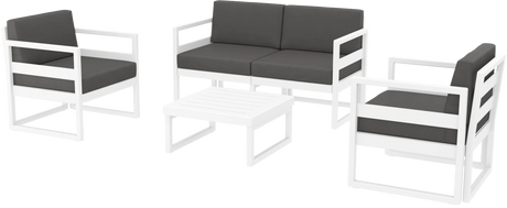 FL Mykonos Aluminium Hospitality Outdoor 4 Seater Lounge Set with Cushion