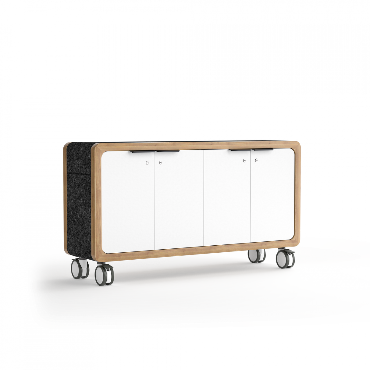 OL Rover 4 Door Mobile Credenza with Acoustic Pinnable Board