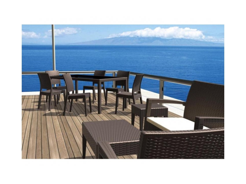 FL 7 Piece Tahiti Hospitality Outdoor Dining Table with Florida Chair