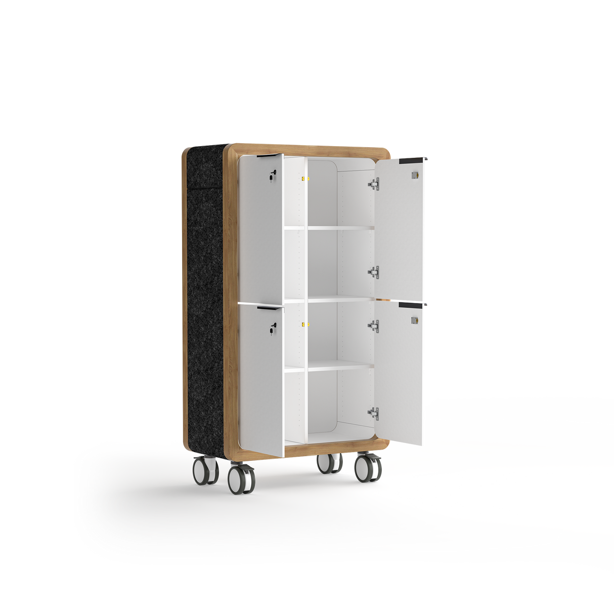 OL Rover 4 Door Mobile Locker with Acoustic Pinnable Board