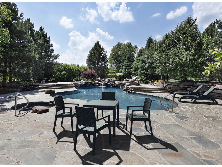 FL 5 Piece Outdoor Square Dining Table Setting with Ibiza Armchair