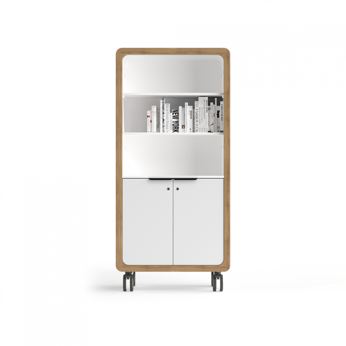 OL Rover 2 Door Mobile Half Locker-Half Bookcase with Pinnable Board