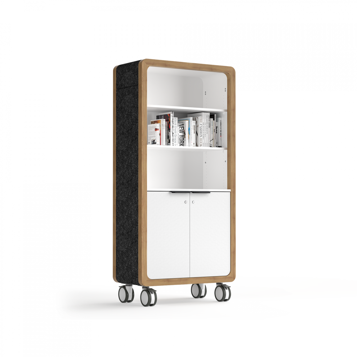 OL Rover 2 Door Mobile Half Locker-Half Bookcase with Pinnable Board