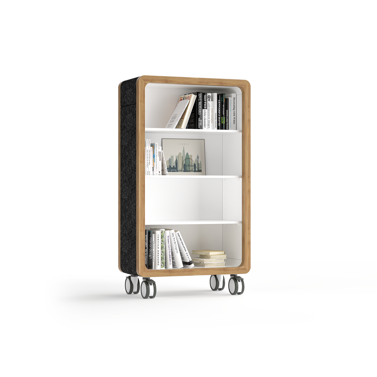 OL Rover 4 Tier Bookshelf with Acoustic Pinnable Board