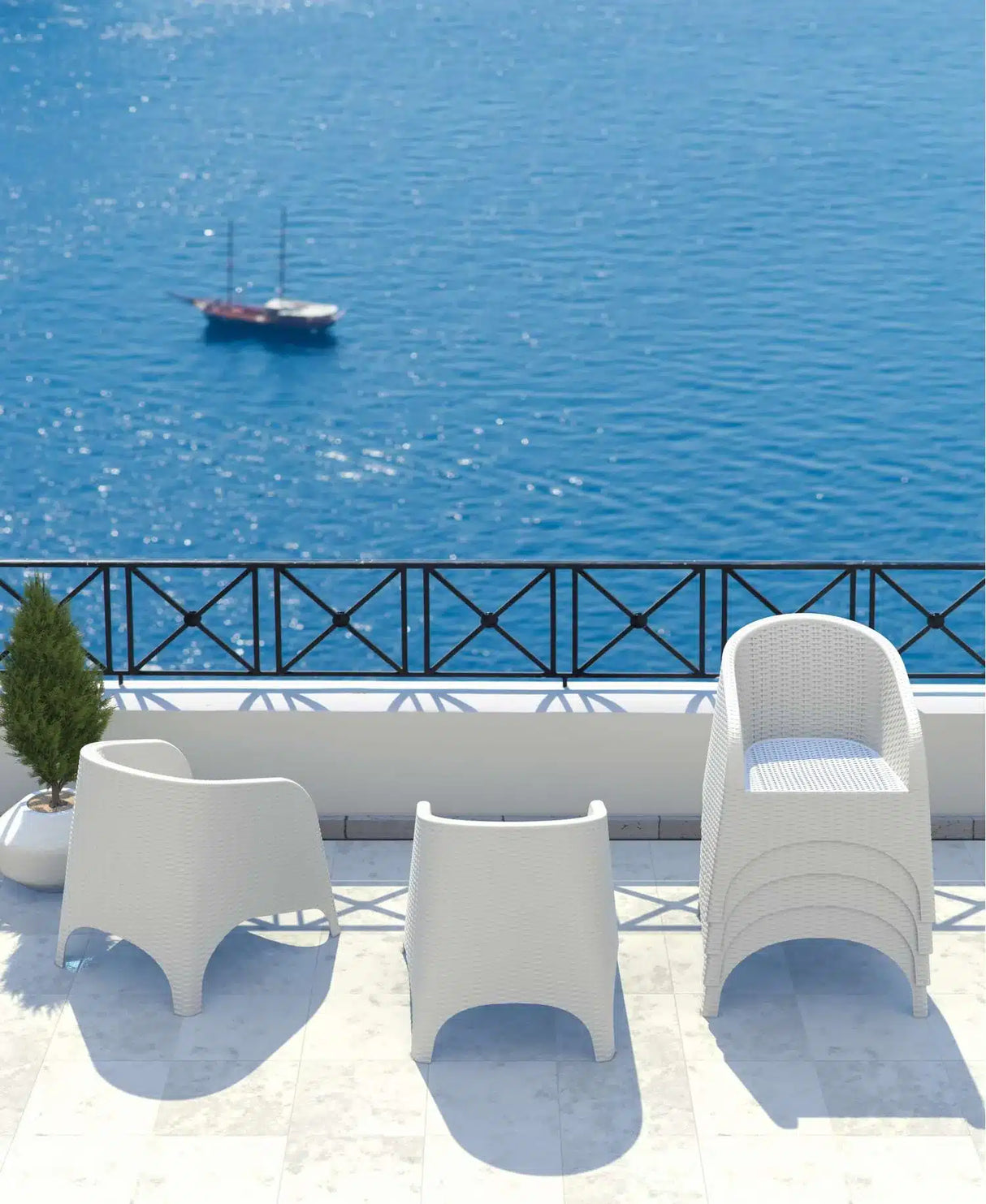 FL Aruba Hospitality Outdoor Stackable Armchair with Cushion