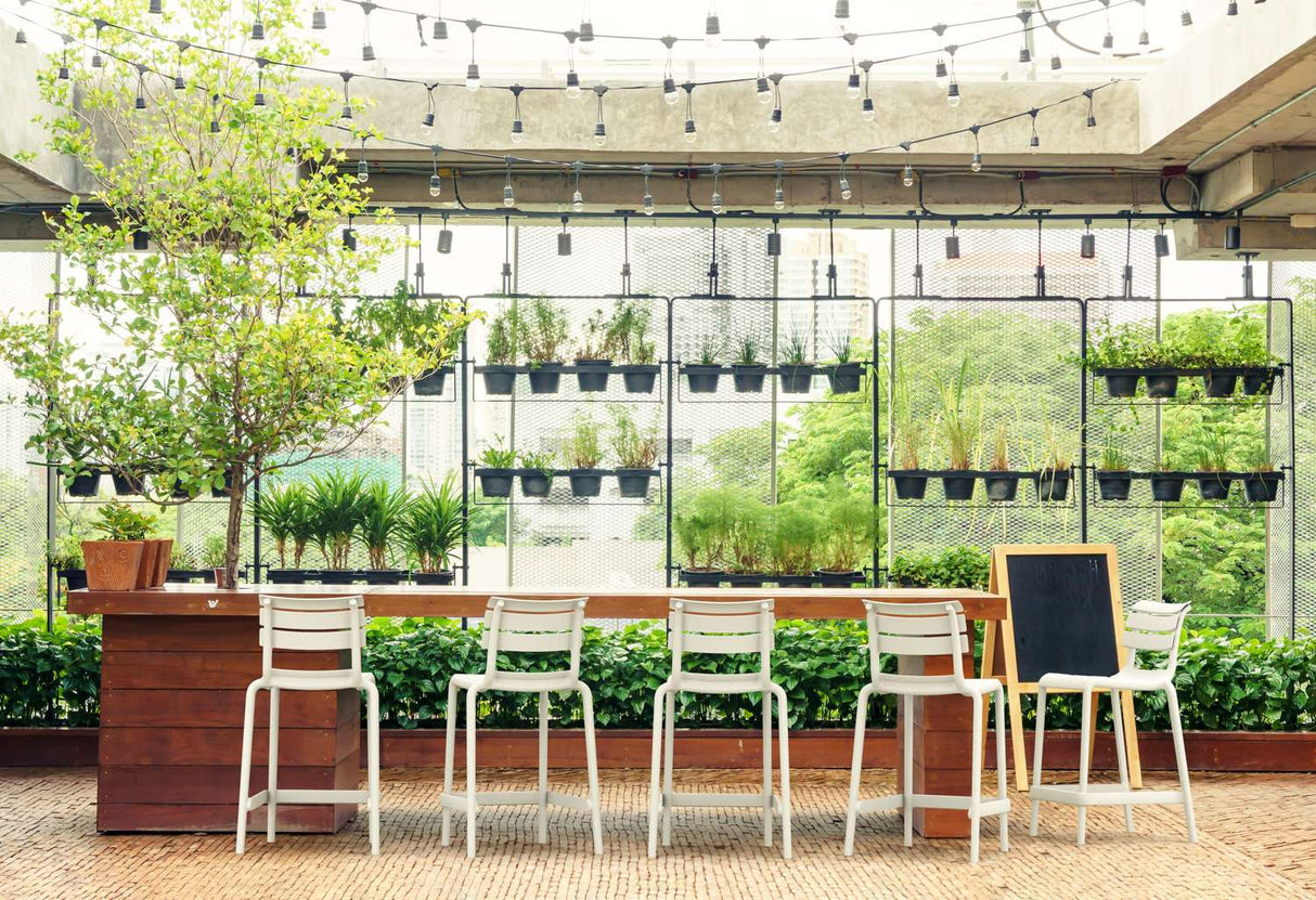 FL Helen Hospitality Stackable Outdoor Counter Stool