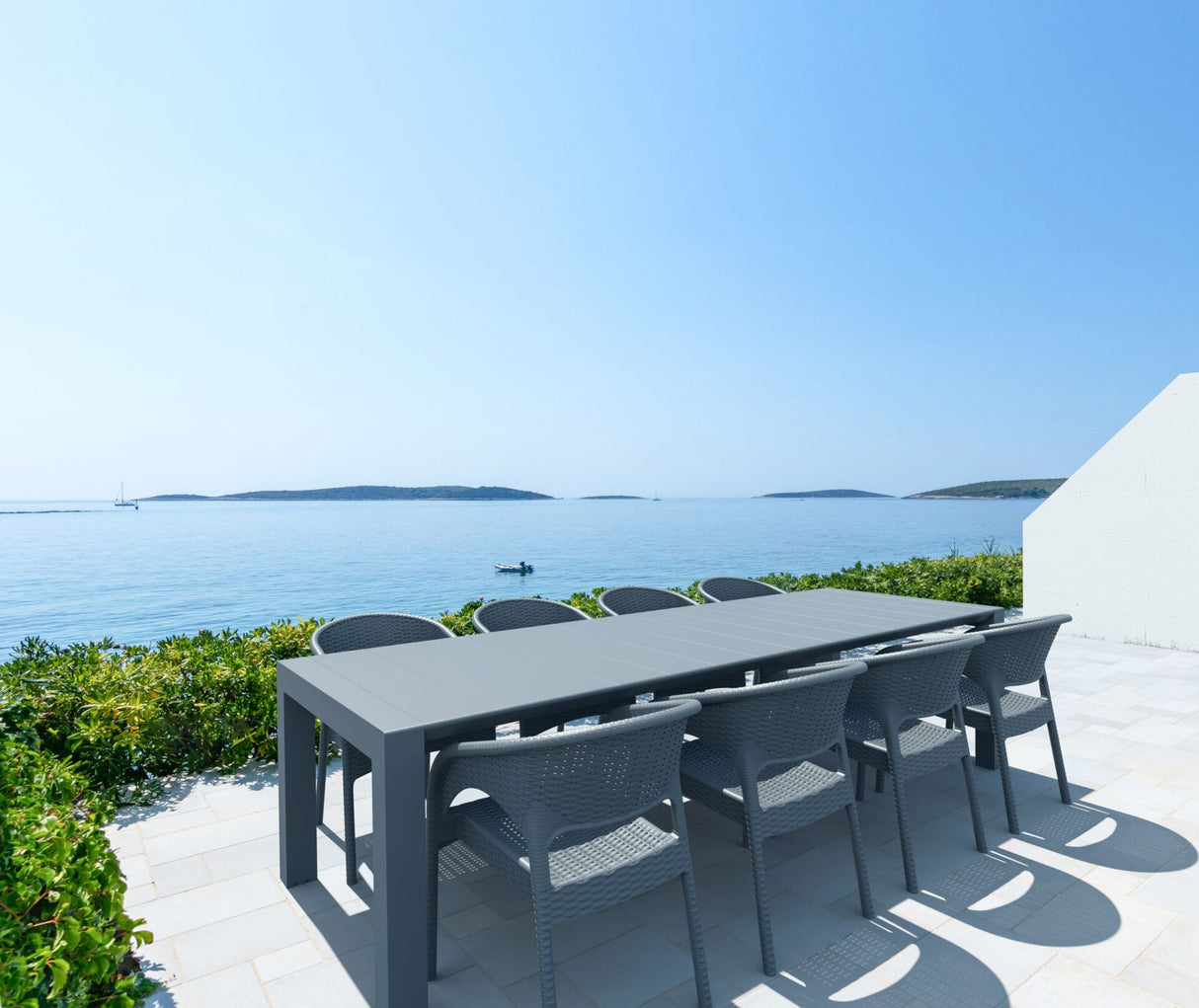 FL Vegas 10 Seater Hospitality Outdoor Extendable Dining Table with Air Chair
