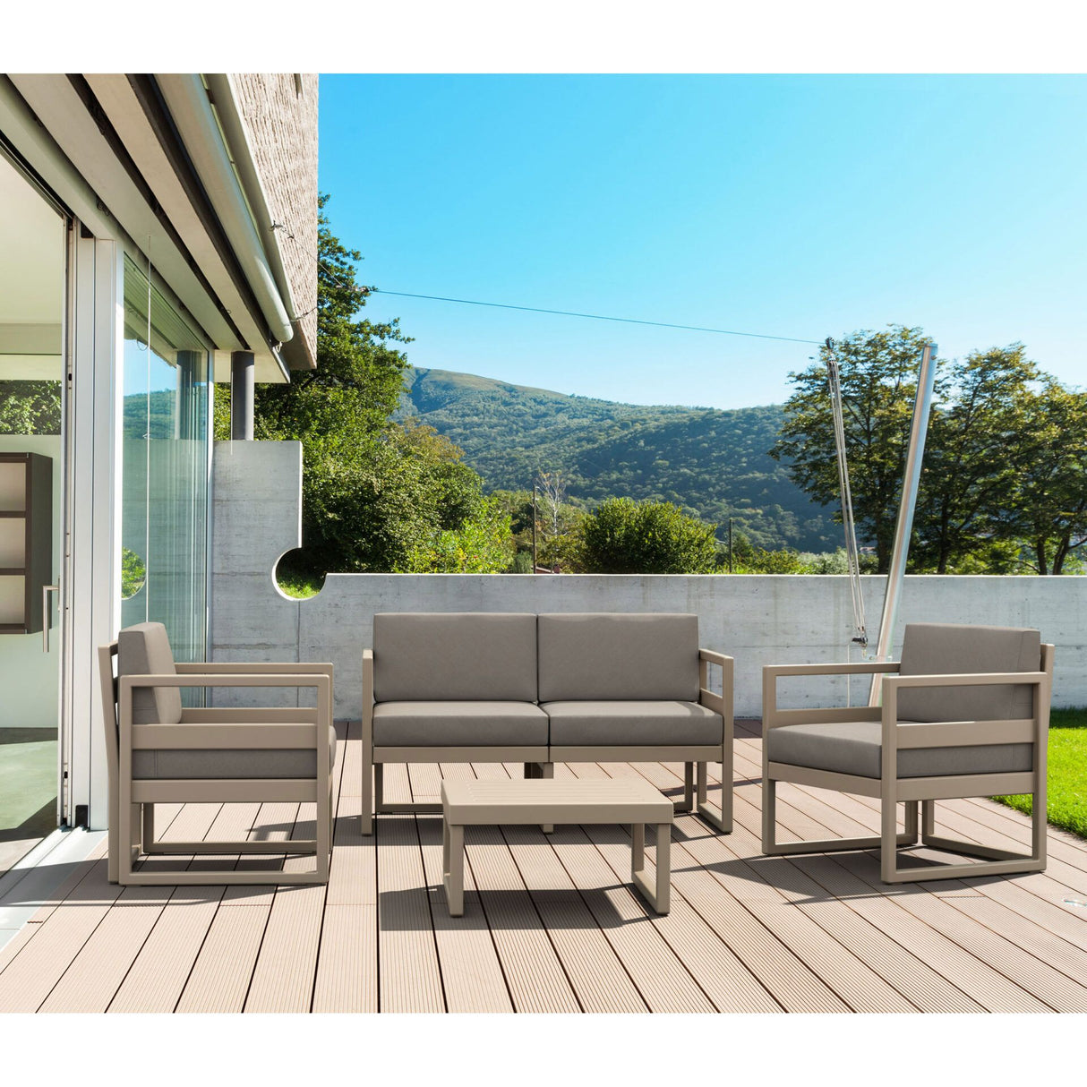 FL Mykonos Hospitality Outdoor XL Lounge Set with Cushion
