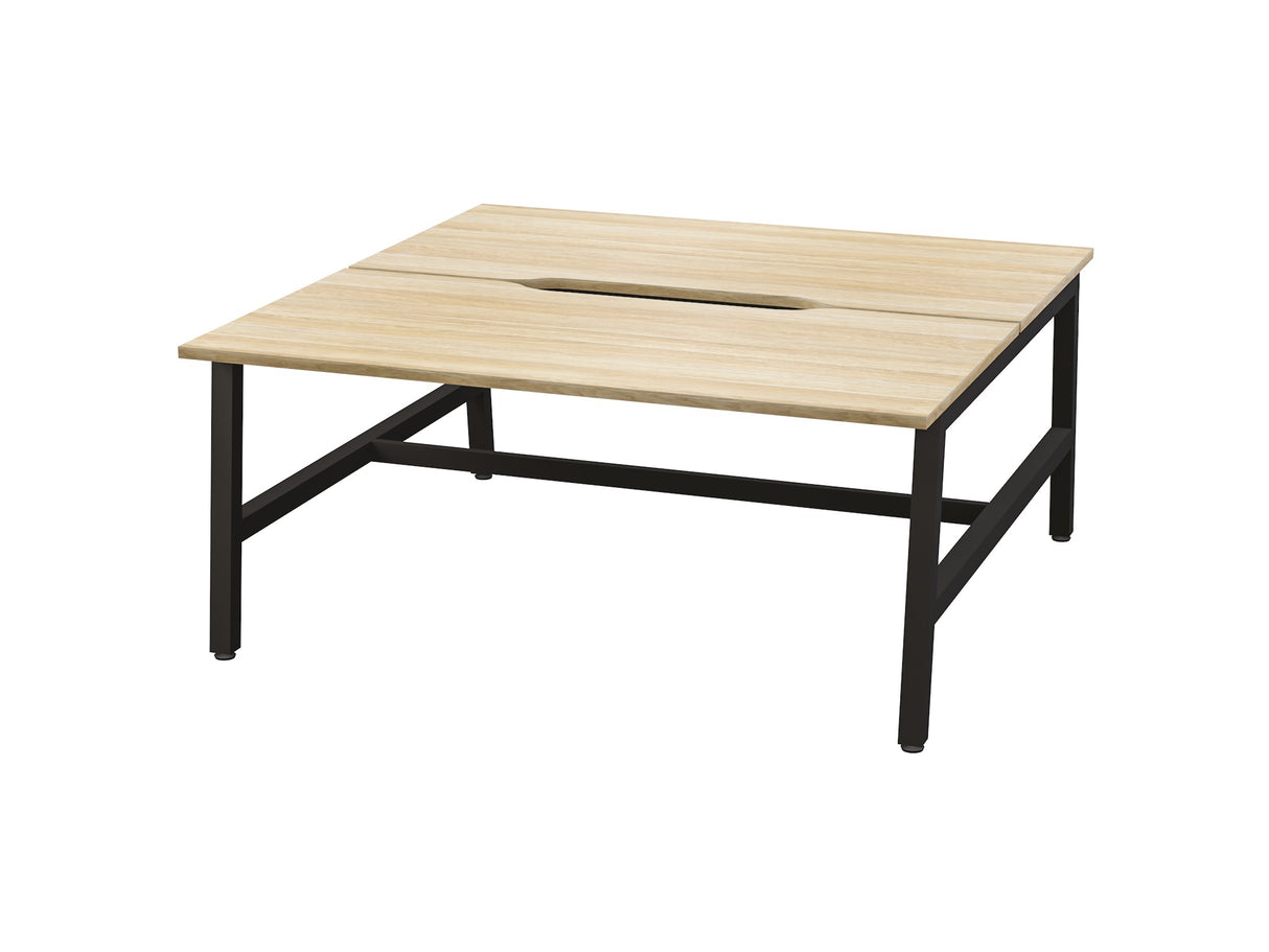 OL Axis Trestle 2 User Bench – Oak Top with Black Frame