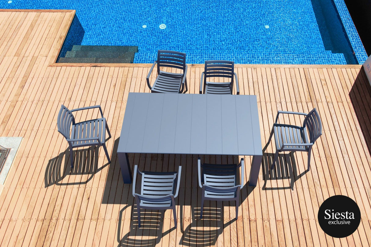 FL 9 Piece Vegas Outdoor Extendable Dining Table Setting with California Armchair