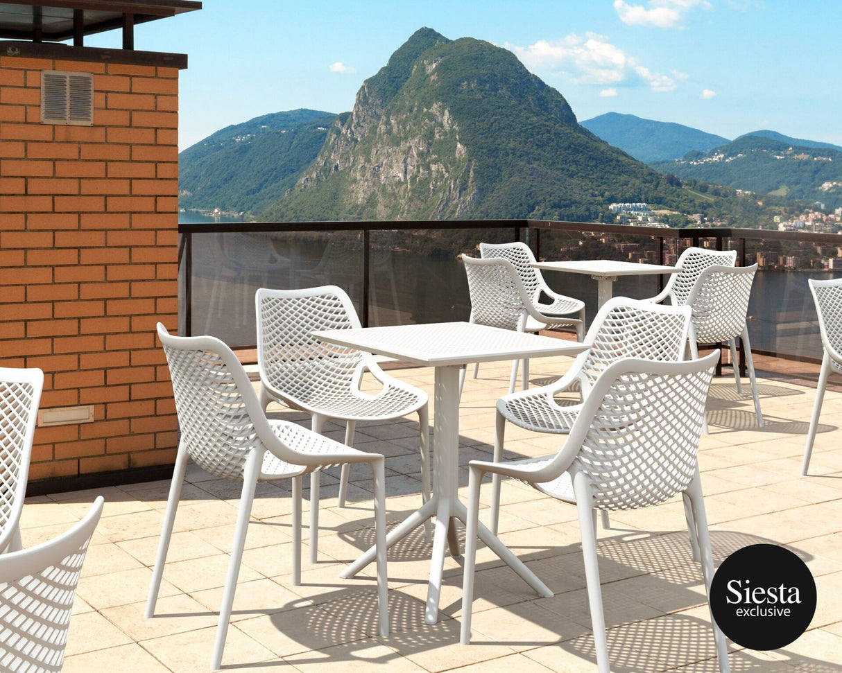 FL 5 Piece Hospitality Square Folding Dining Table & Air Chair Set