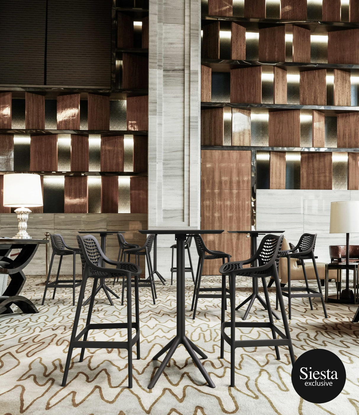 FL Sky Hospitality Square Folding Bar Table & Barstool Set