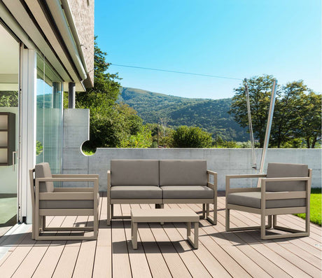 FL Mykonos Aluminium Hospitality Outdoor 4 Seater Lounge Set with Cushion