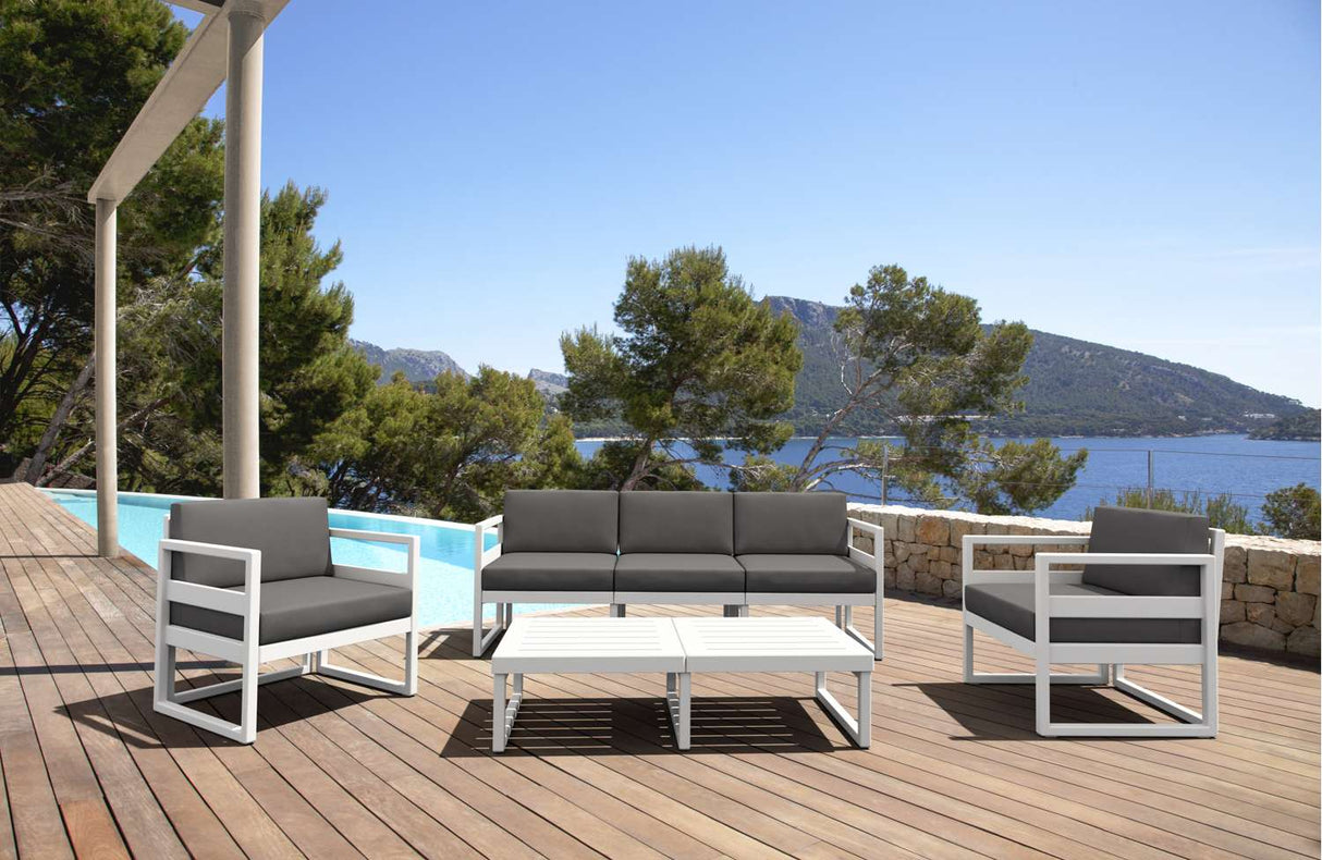 FL Mykonos Aluminium Hospitality Outdoor 5 Seater Lounge Set