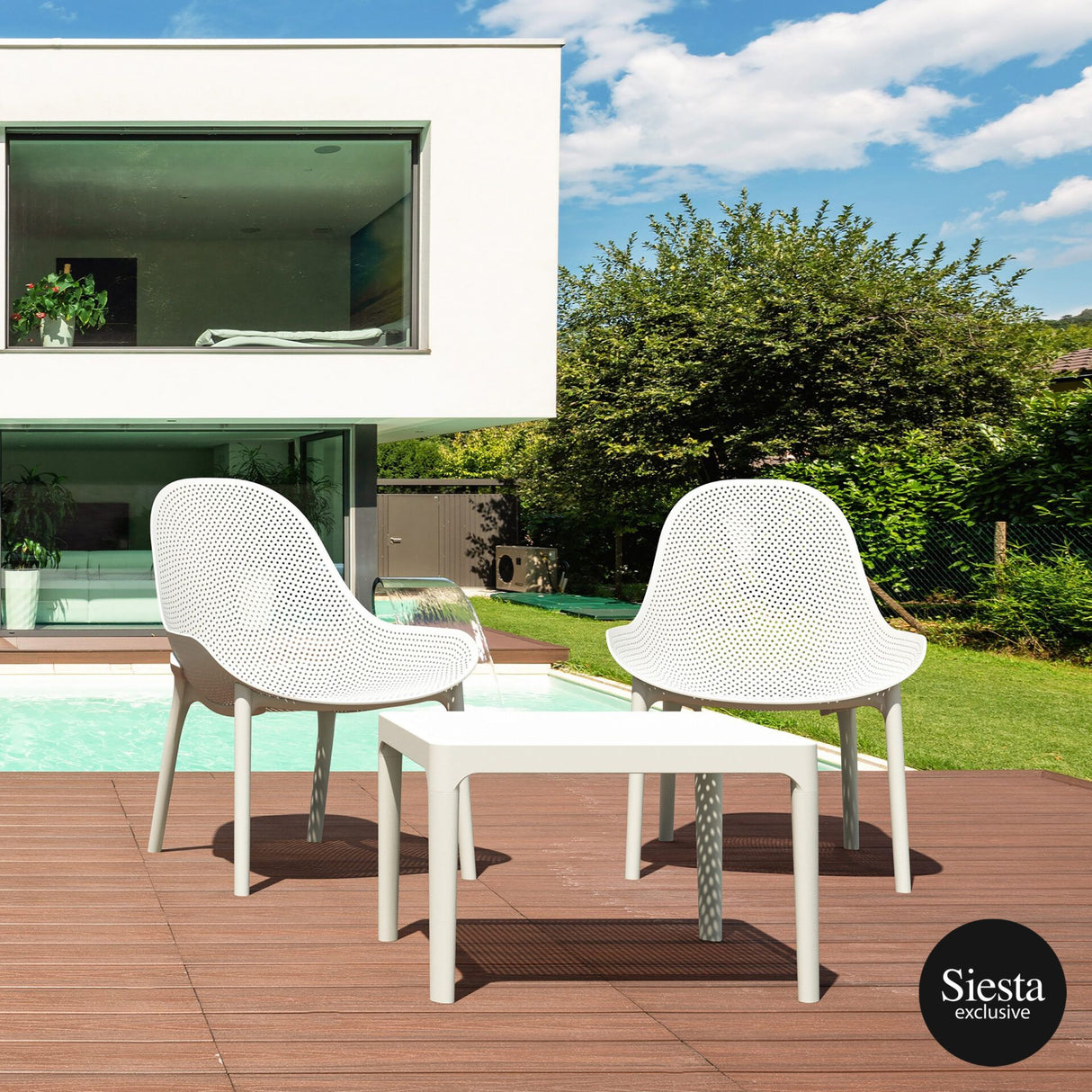 FL Sky 3 Piece Outdoor Lounge Setting with Side Table