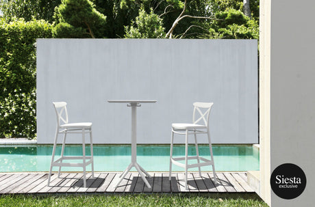 FL Sky Hospitality Square Folding Bar Table & Cross Barstool Set