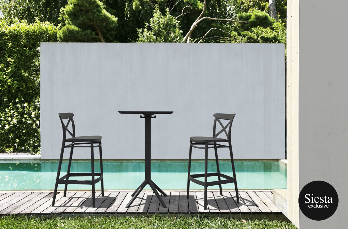 FL Sky Hospitality Square Folding Bar Table & Cross Barstool Set
