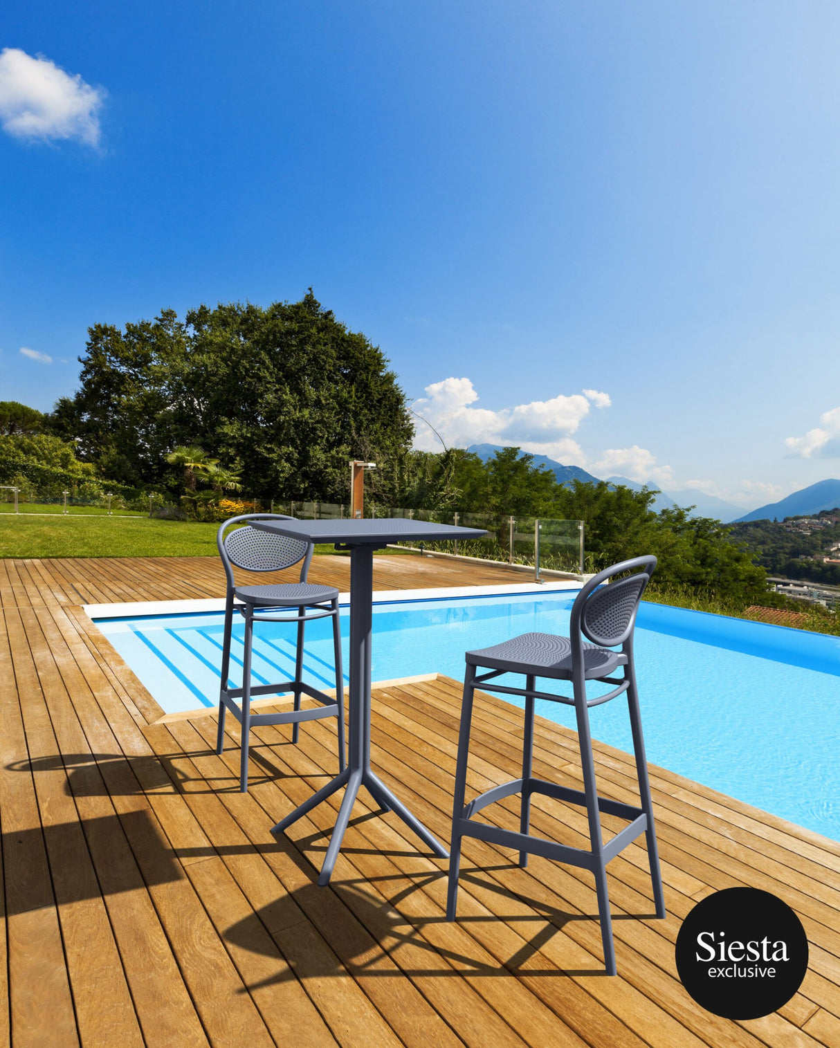 FL Sky Hospitality Square Folding Bar Table & Marcel Barstool Set