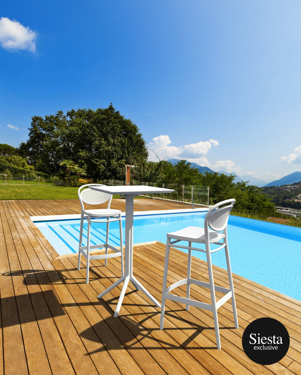 FL Sky Hospitality Square Folding Bar Table & Marcel Barstool Set