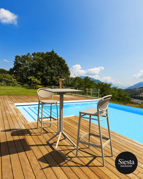 FL Sky Hospitality Square Folding Bar Table & Marcel Barstool Set