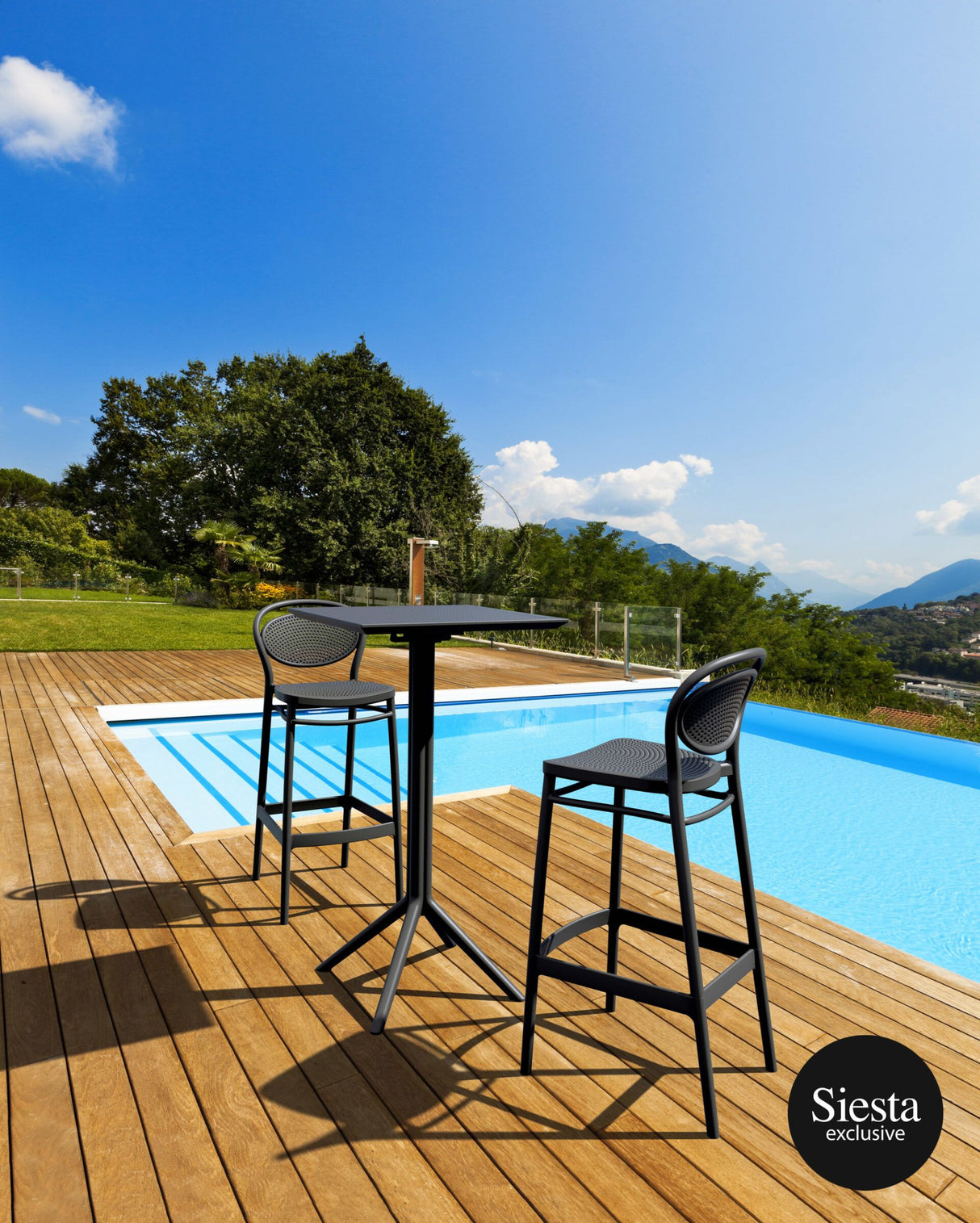 FL Sky Hospitality Square Folding Bar Table & Marcel Barstool Set