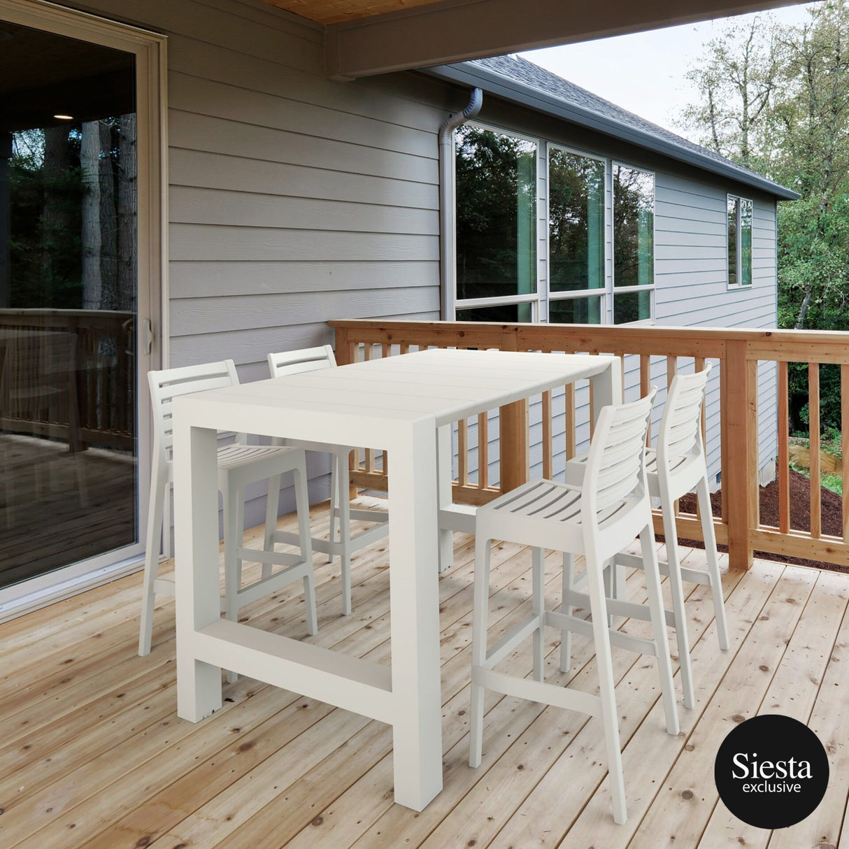 FL 5 Piece Vegas Hospitality Outdoor Extendable Bar Table with Ares Barstools