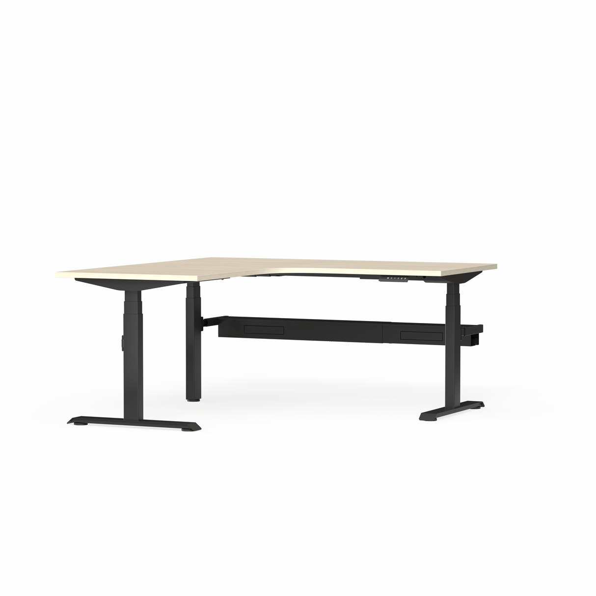 OL Klass Electric Height Adjustable Corner Desk with Cable Management- Black Fame