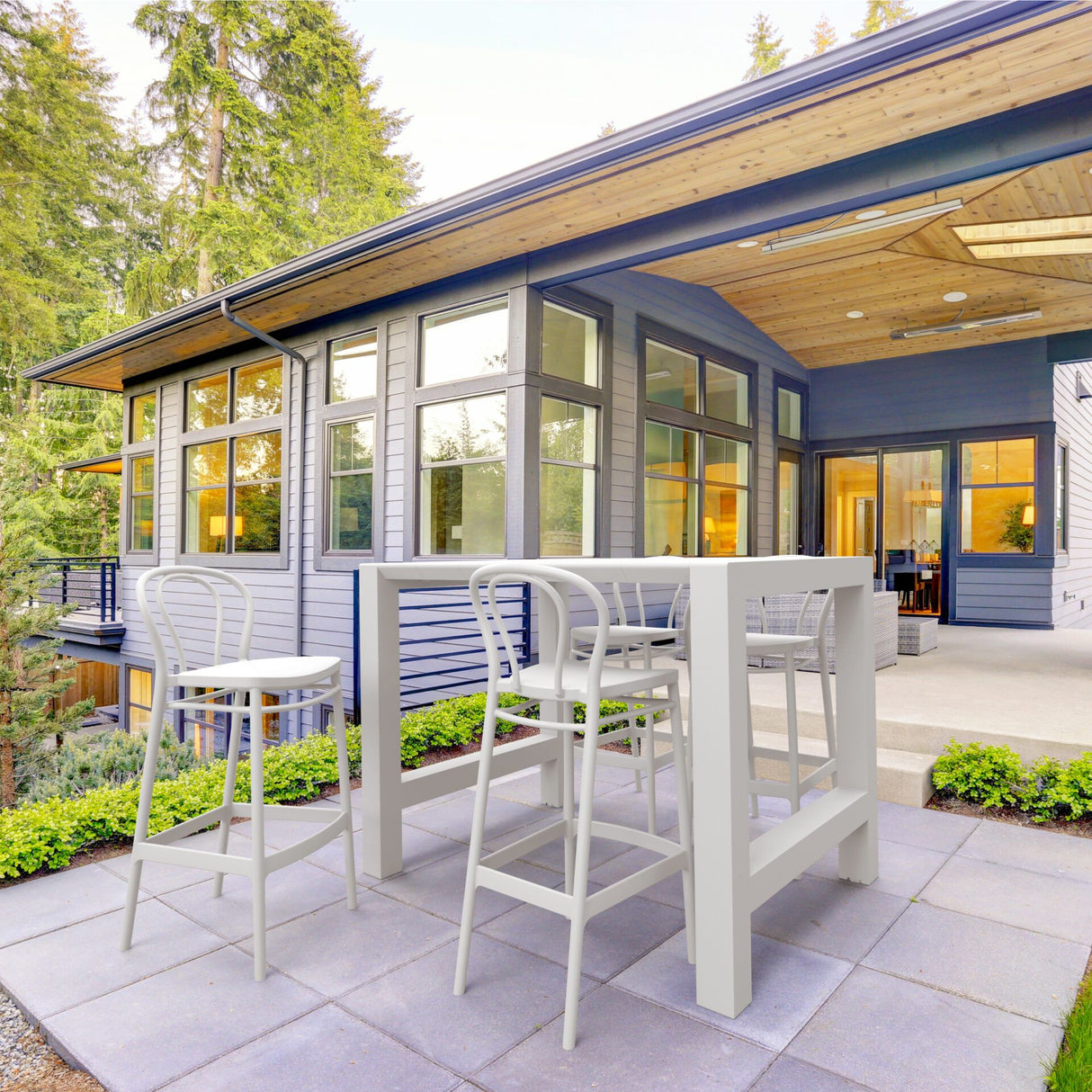 FL 5 Piece Outdoor Bar Table Setting with Victor Barstool