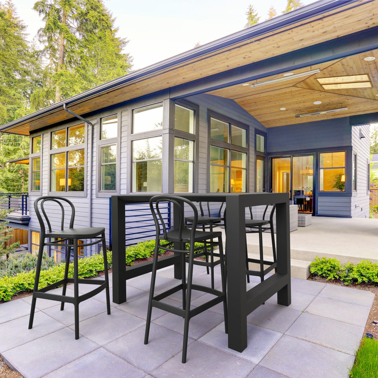 FL 5 Piece Outdoor Bar Table Setting with Victor Barstool