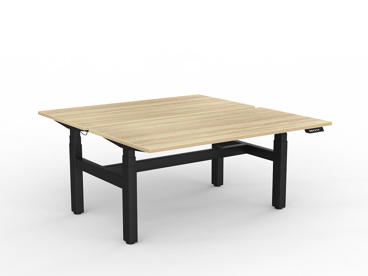 OL Agile Motion+ Electric Height Adjustable Shared Desk – Oak Top Black Frame