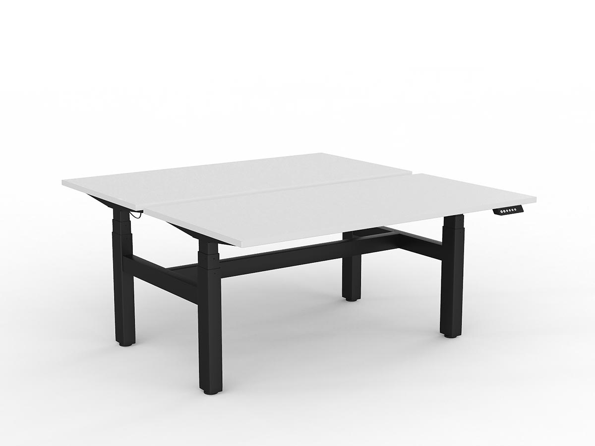 OL Agile Motion+ Electric Height Adjustable Shared Desk – White Top Black Frame