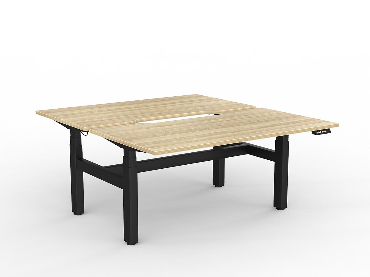 OL Agile Motion+ Electric Height Adjustable Shared Desk – Oak Top Black Frame