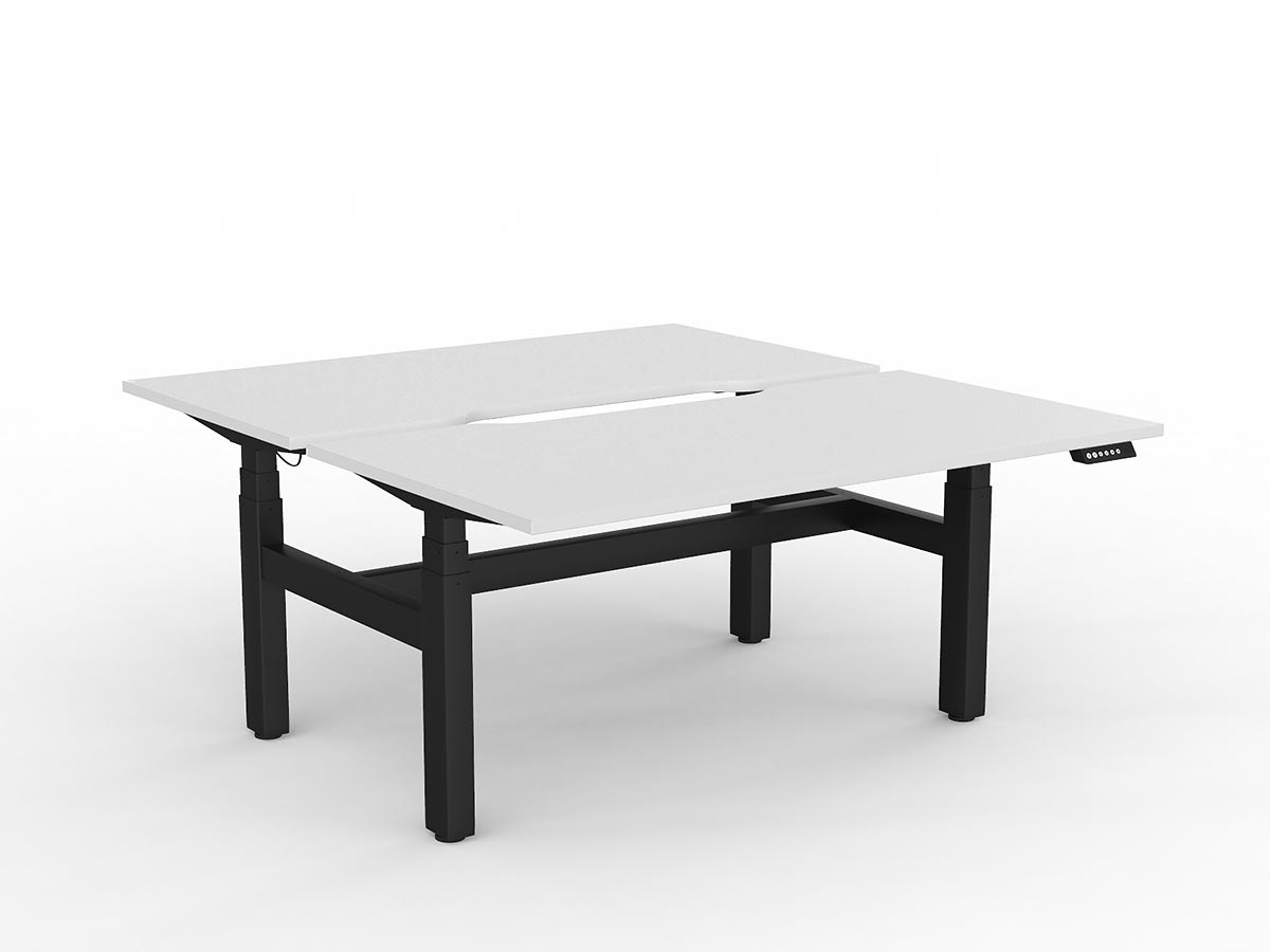 OL Agile Motion+ Electric Height Adjustable Shared Desk – White Top Black Frame