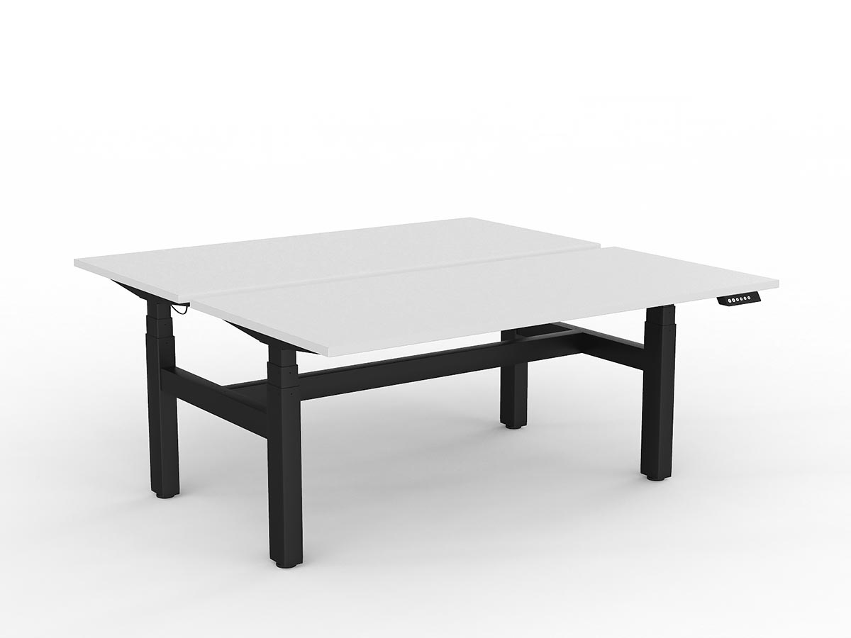 OL Agile Motion+ Electric Height Adjustable Shared Desk – White Top Black Frame