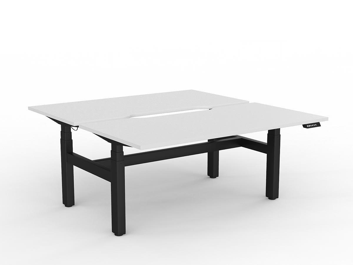 OL Agile Motion+ Electric Height Adjustable Shared Desk – White Top Black Frame