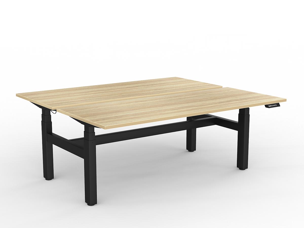 OL Agile Motion+ Electric Height Adjustable Shared Desk – Oak Top Black Frame