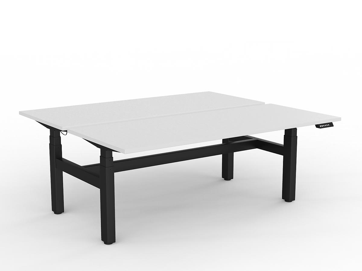 OL Agile Motion+ Electric Height Adjustable Shared Desk – White Top Black Frame