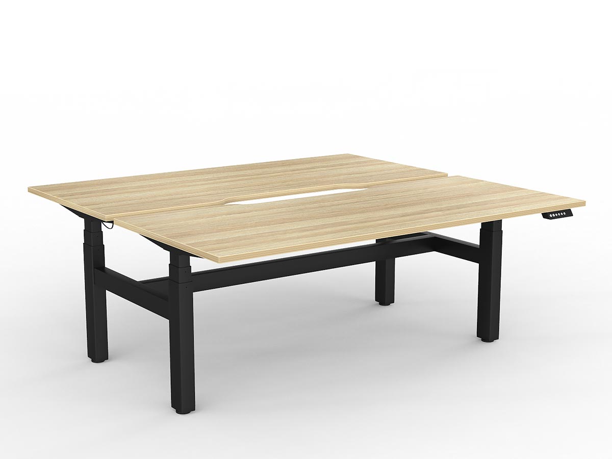 OL Agile Motion+ Electric Height Adjustable Shared Desk – Oak Top Black Frame