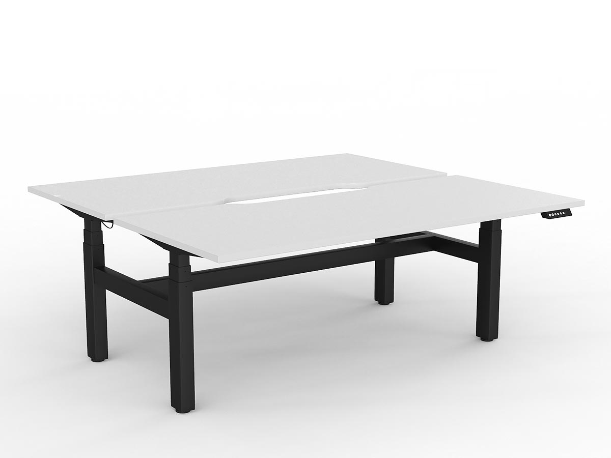 OL Agile Motion+ Electric Height Adjustable Shared Desk – White Top Black Frame