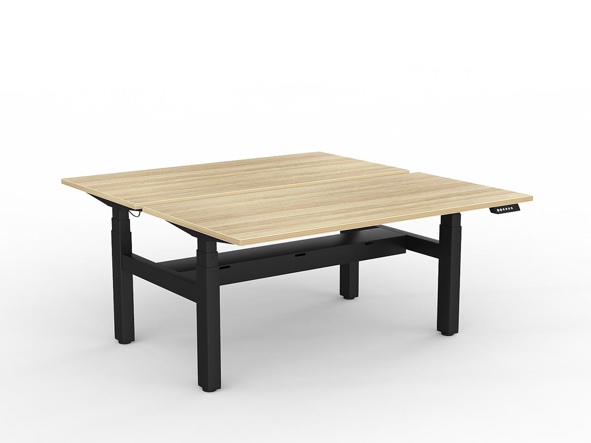 OL Agile Motion+ Electric Height Adjustable Shared Desk – Oak Top Black Frame