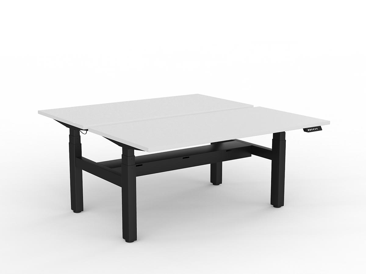OL Agile Motion+ Electric Height Adjustable Shared Desk – White Top Black Frame