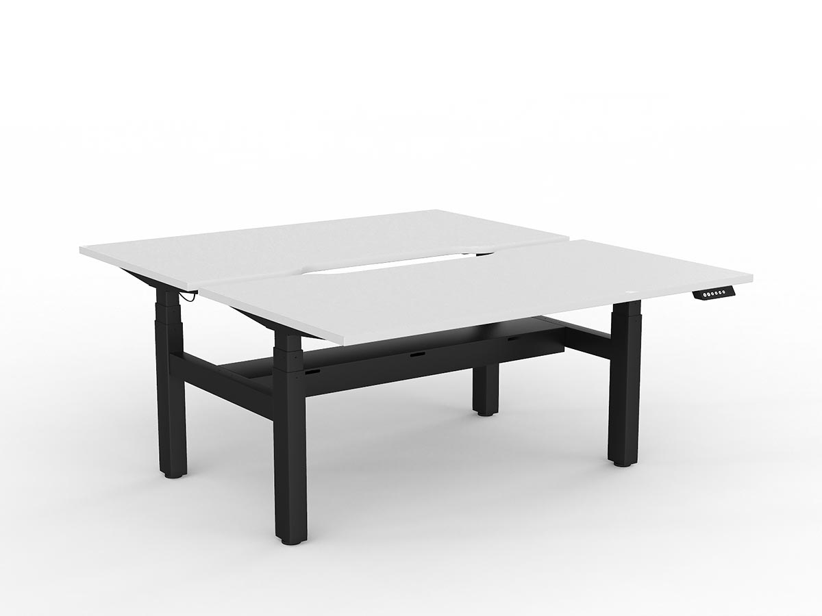OL Agile Motion+ Electric Height Adjustable Shared Desk – White Top Black Frame